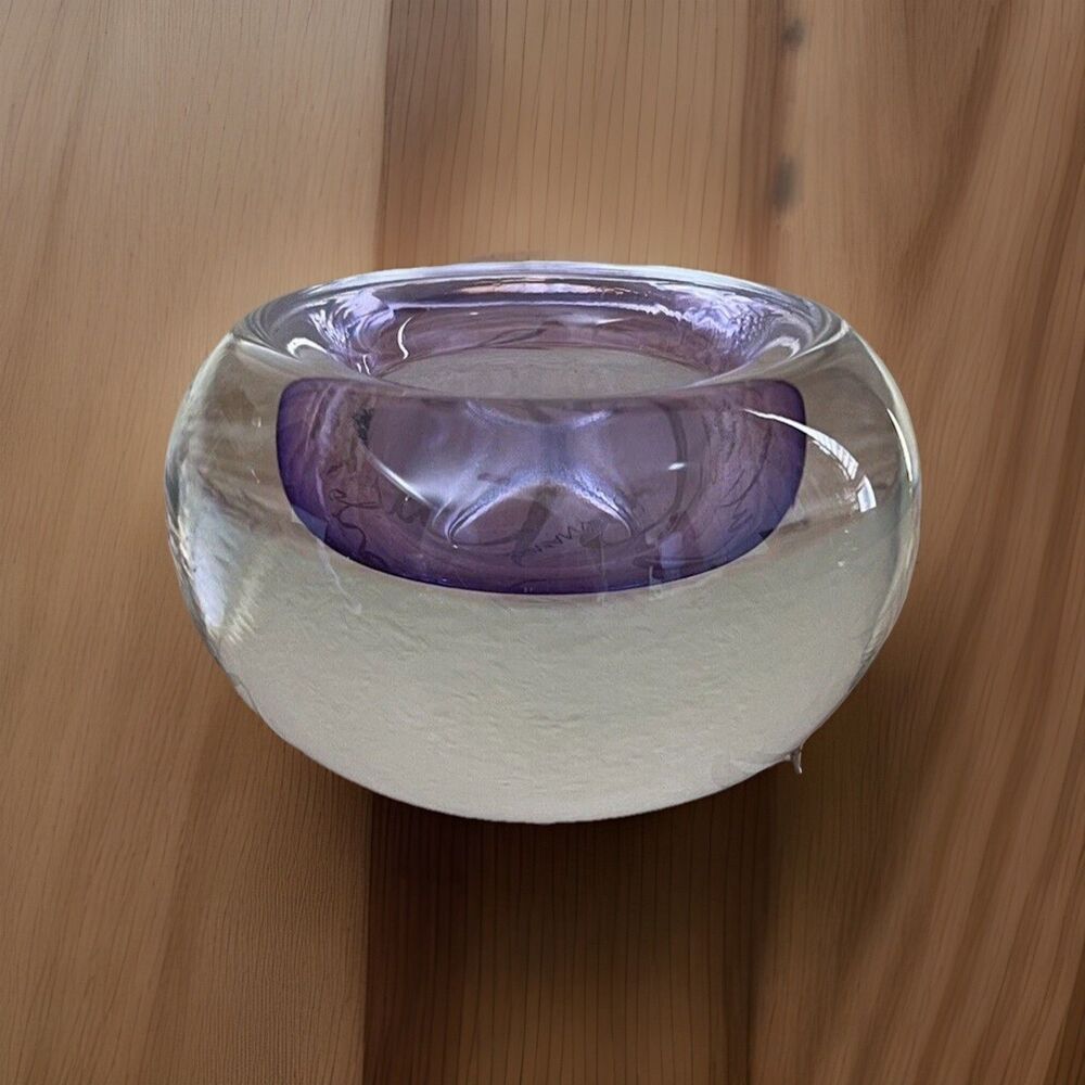 Leonardo Art Glass Germany Orb Sommerso Candle Holder Purple Clear